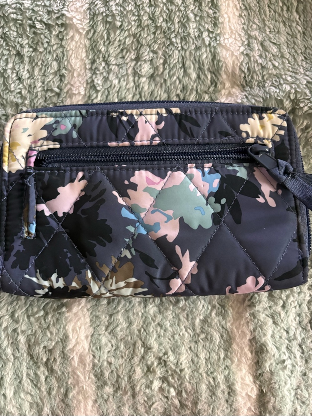 Vera Bradley Quilted Floral Wallet in Navy with Pink, Mint & Yellow - Picture 2 of 4
